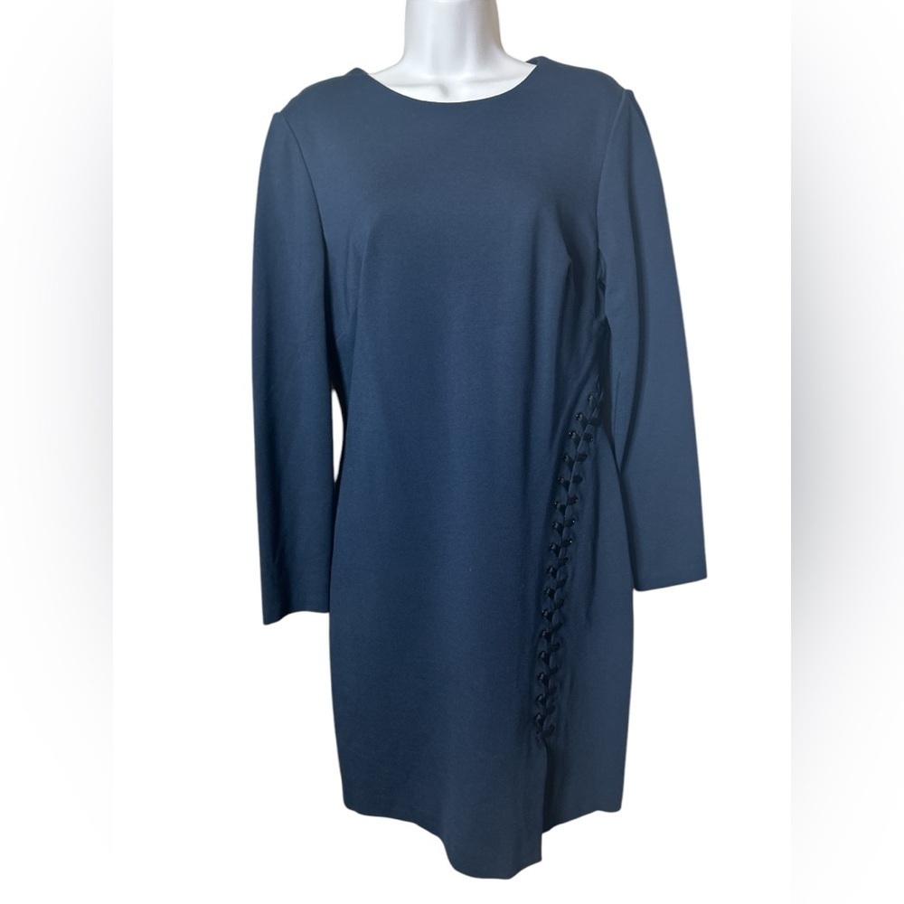 Lauren Ralph Lauren Womens Knee Length Dress Size 12 Navy Blue Office Boss